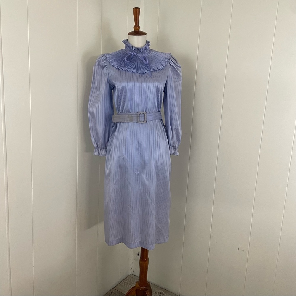 Vintage 70s 80s Smocked Bin‎ Long Sleeve Midi Dress - Picture 2 of 15